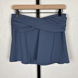 NEW Karla Colletto Crossover Swim Cover Up Skirt Small Blue Italian Fabric Beach
